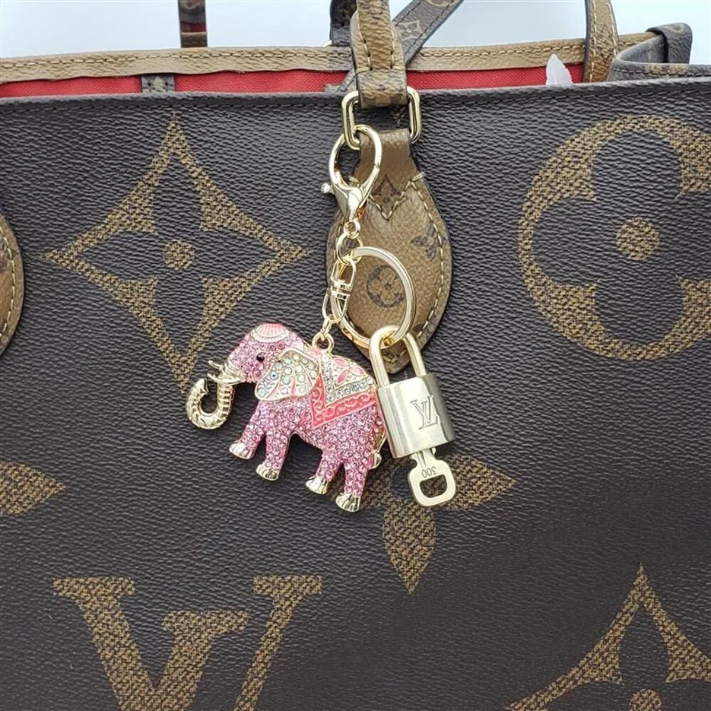 LV Gold Padlock 🔑 Authentic Louis Vuitton Charm + Unbranded Elephant Keychain